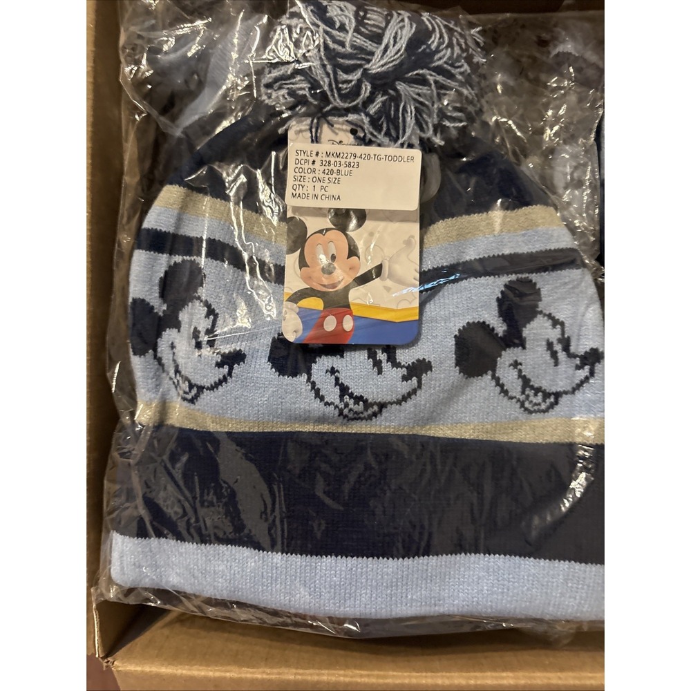 Disney Mickey Mouse Toddler Beanie Blue Pom Knit Hat MKM2279-420-TG-TODDLER NWT